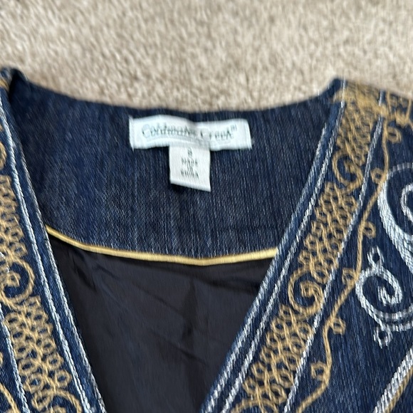 Coldwater Creek Denim Vest Embroidered Size Small - Picture 3 of 6
